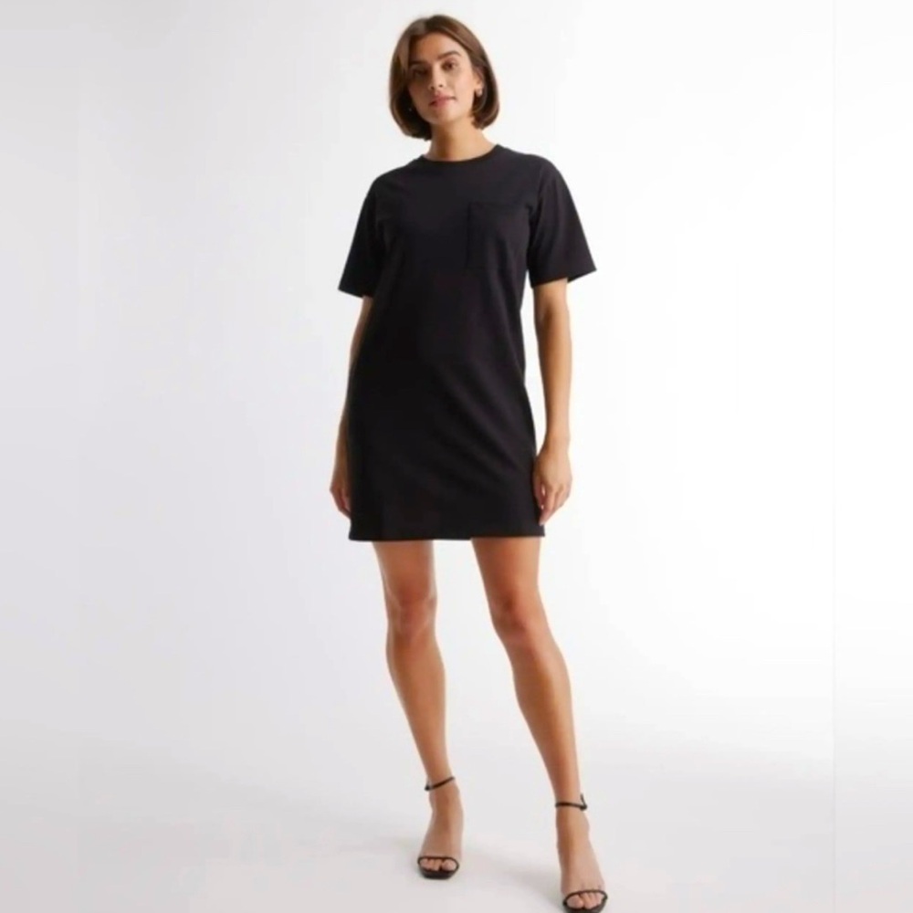 NWT Quince 100% Cotton Black Mini T-Shirt Dress - Size Small